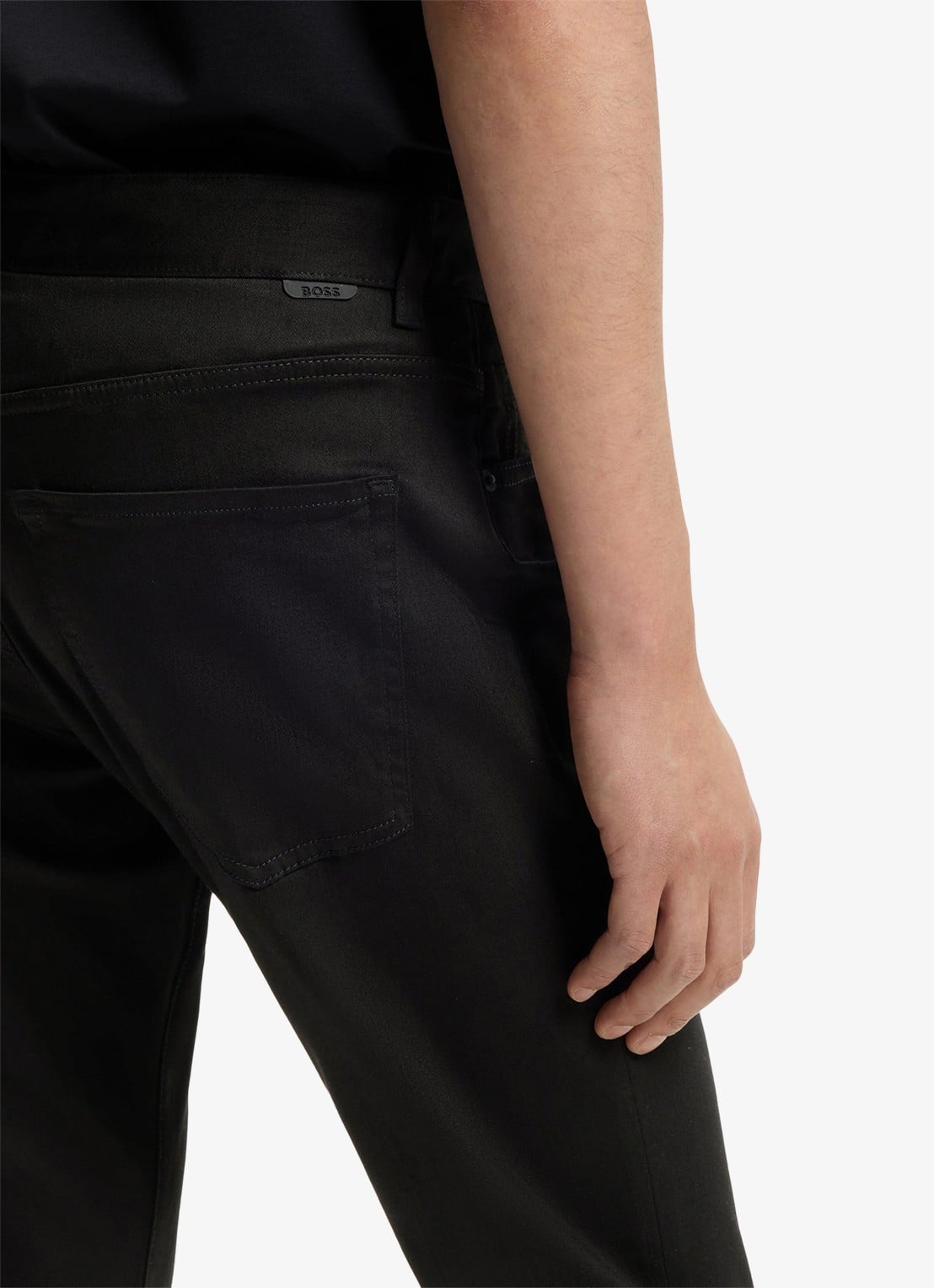 BOSS Delaware slim fit jeans met steekzakken - detail 4 zwart