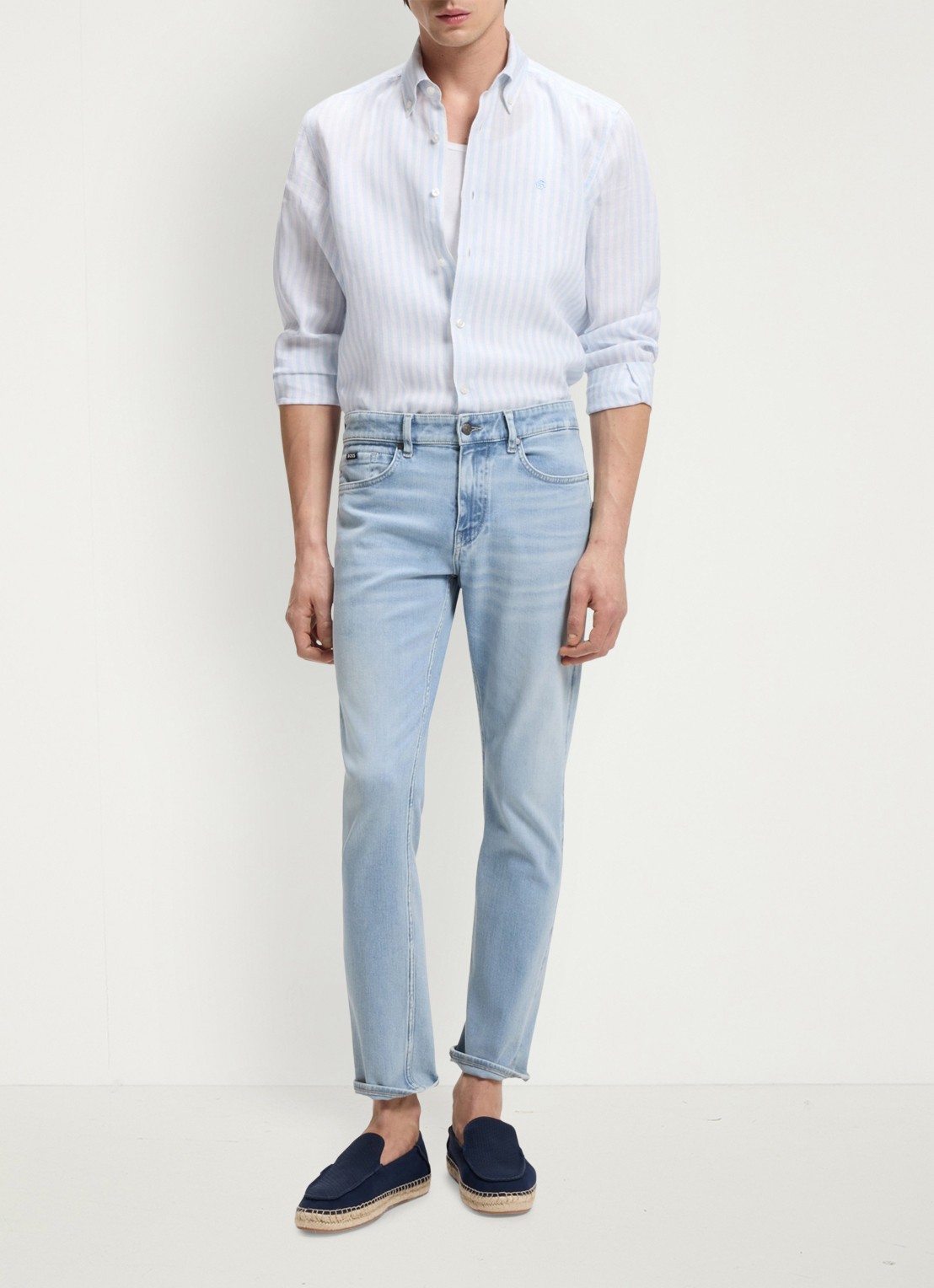 BOSS Delaware slim-fit jeans met stretch - voorkant 2 indigo