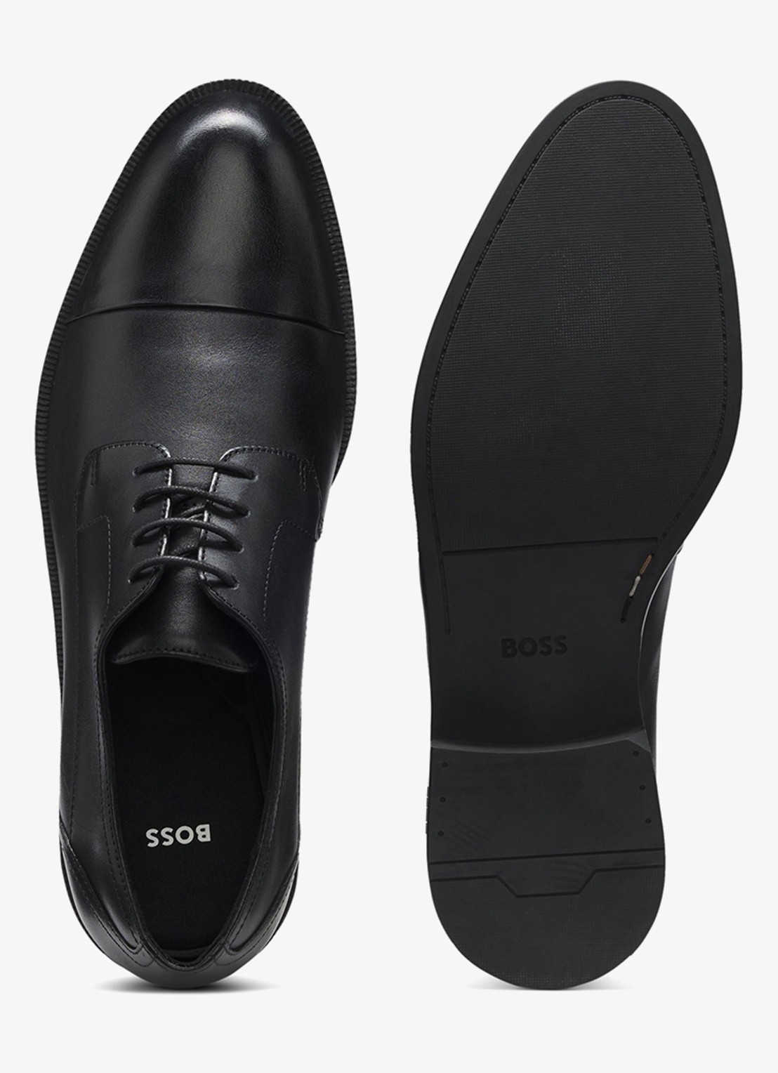 BOSS Derby veterschoen van leer - voorkant 3 zwart