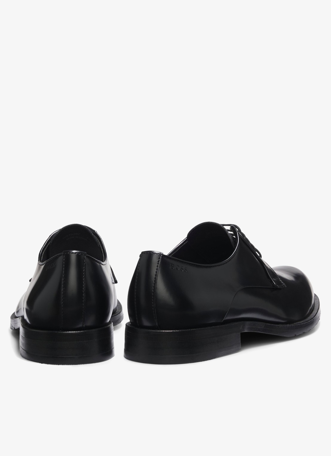 BOSS Derbyschoenen van brush-off leer met logo in reliëf - detail 3 zwart
