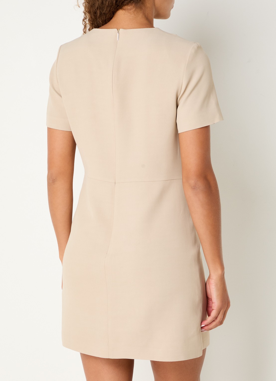 BOSS Dindera mini jurk met ronde hals - achterkant beige