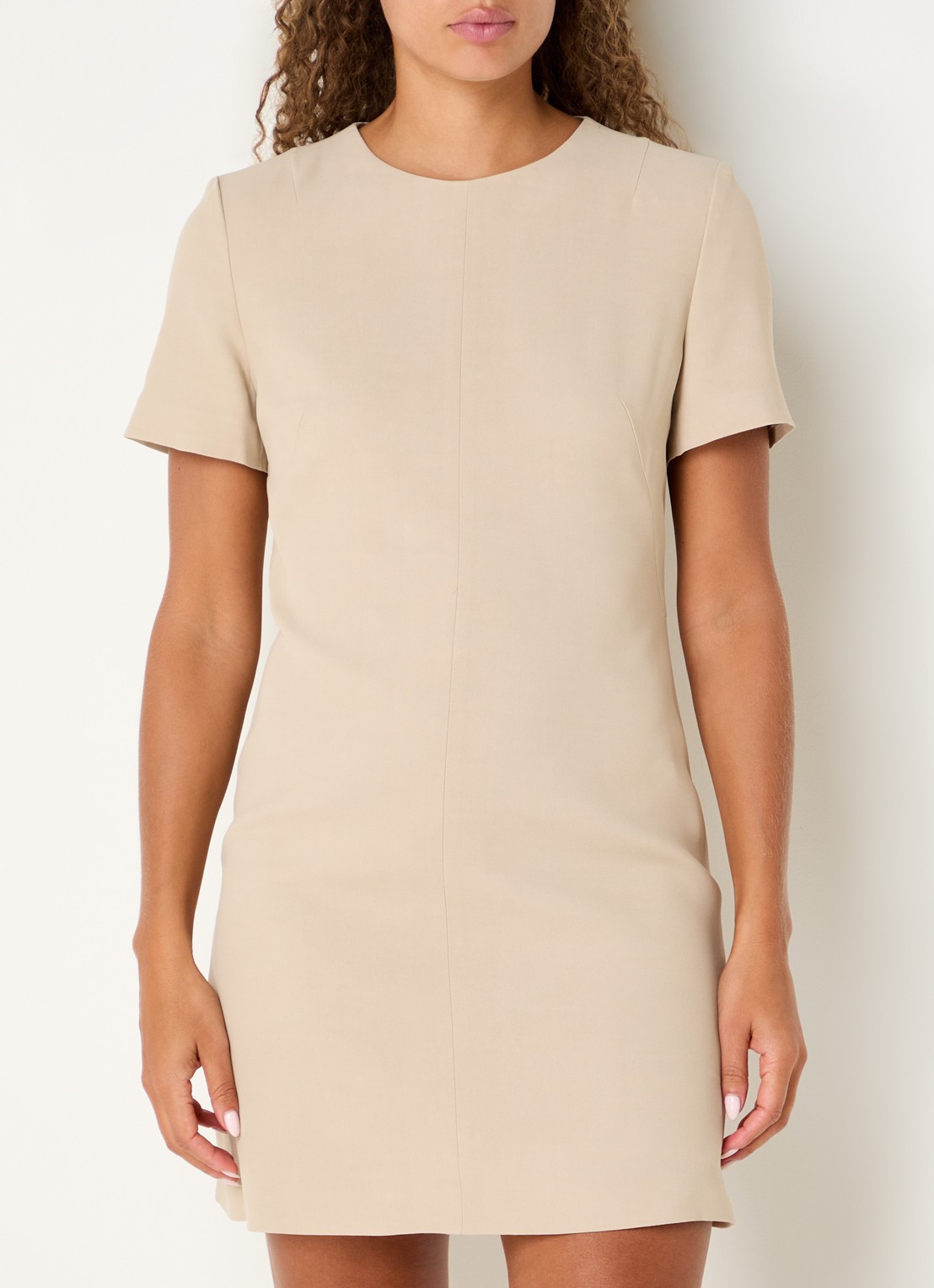 BOSS Dindera mini jurk met ronde hals - detail 4 beige