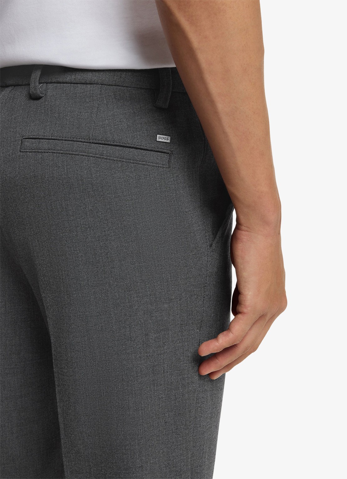 BOSS Dobby straight fit chino - detail 2 zwart