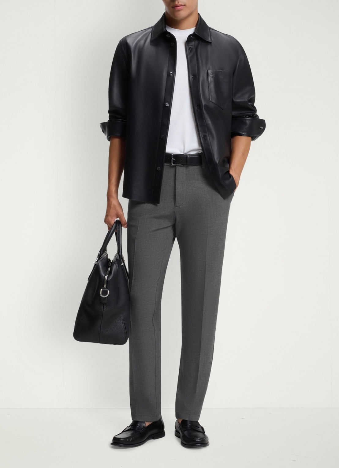 BOSS Dobby straight fit chino - voorkant 5 zwart