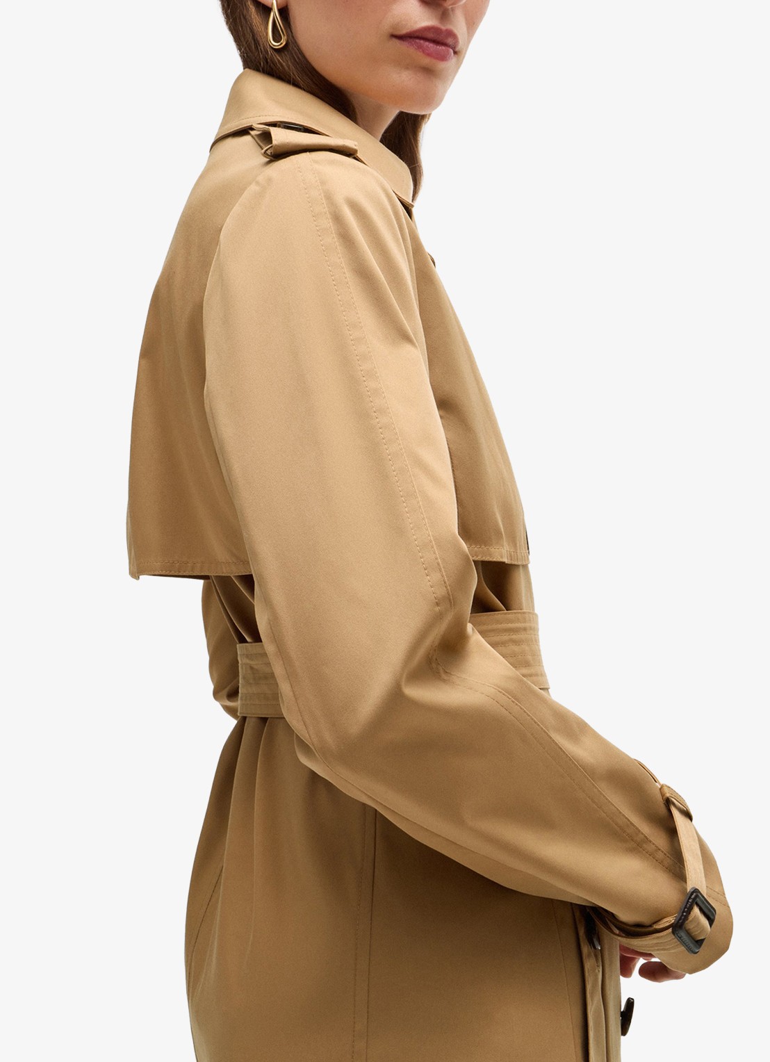 BOSS Double-breasted trenchcoat met steekzakken en ceintuur  - detail 4 beige