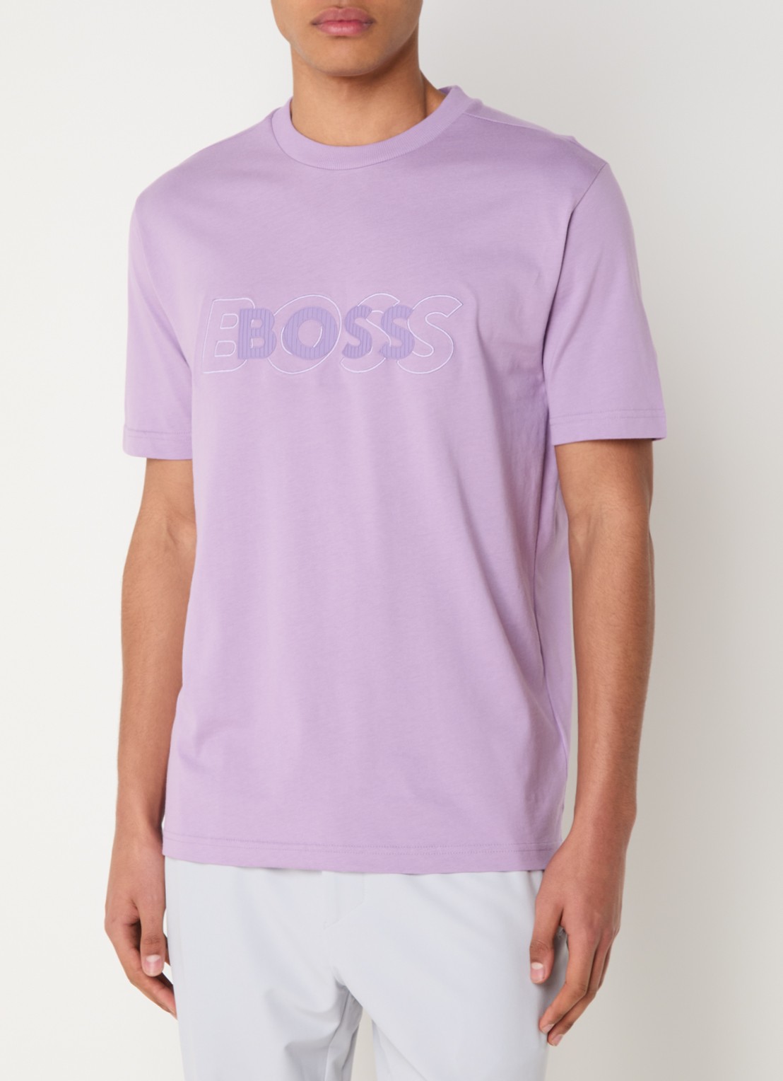 BOSS Drop Needle T-shirt met logoprint  - detail 2 lila