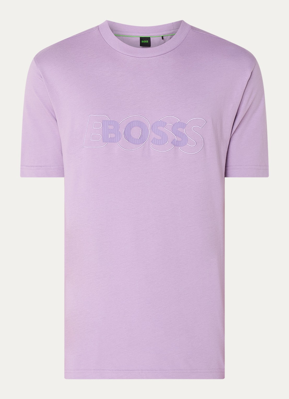 BOSS Drop Needle T-shirt met logoprint  - voorkant 3 lila