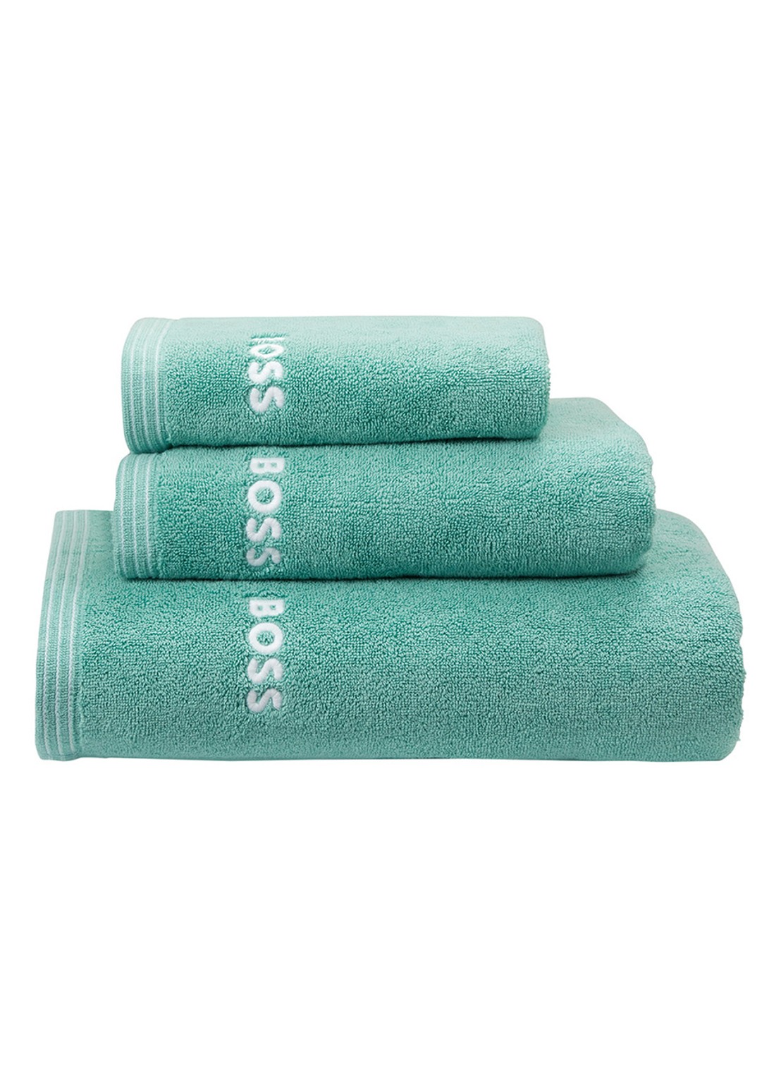 BOSS Edge badhanddoek - 70 x 140 cm - achterkant 3 zeegroen