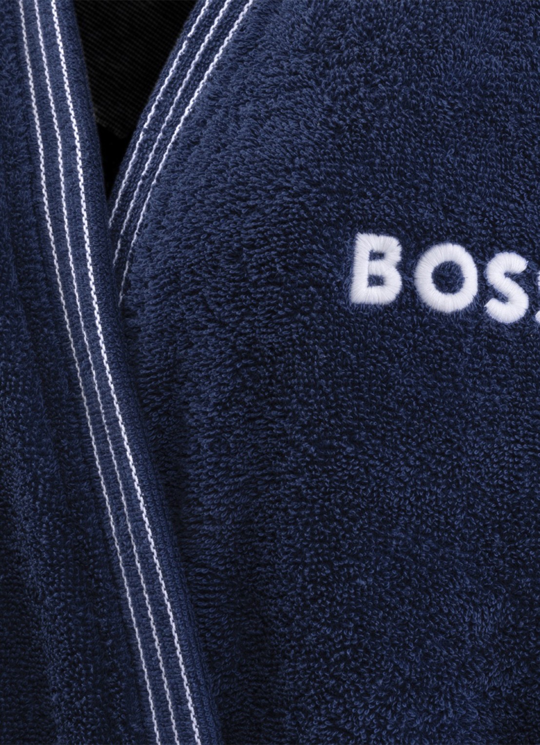 BOSS Edge badjas met logoborduring - detail 2 donkerblauw