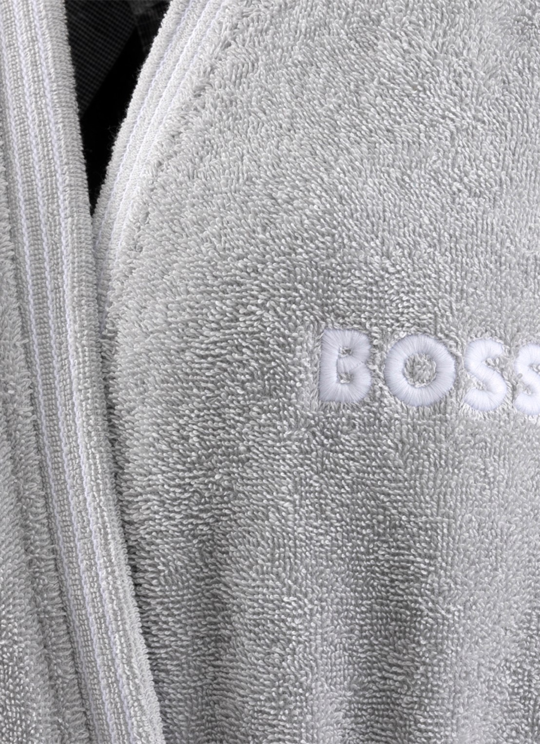 BOSS Edge badjas met logoborduring - voorkant 2 grijs