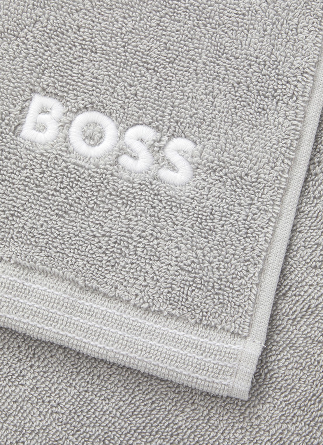 BOSS Edge gastendoek - 40 x 60 cm - voorkant 2 lichtgrijs