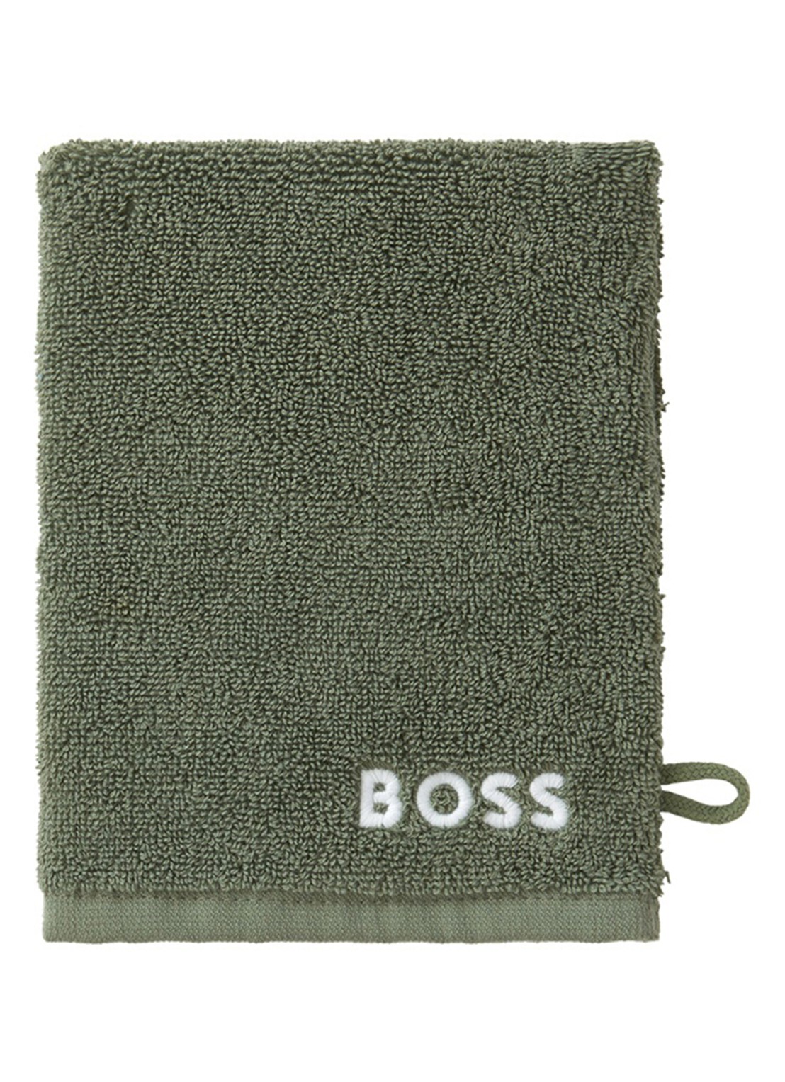 BOSS Edge washand - 15 x 21 cm - voorkant mosgroen
