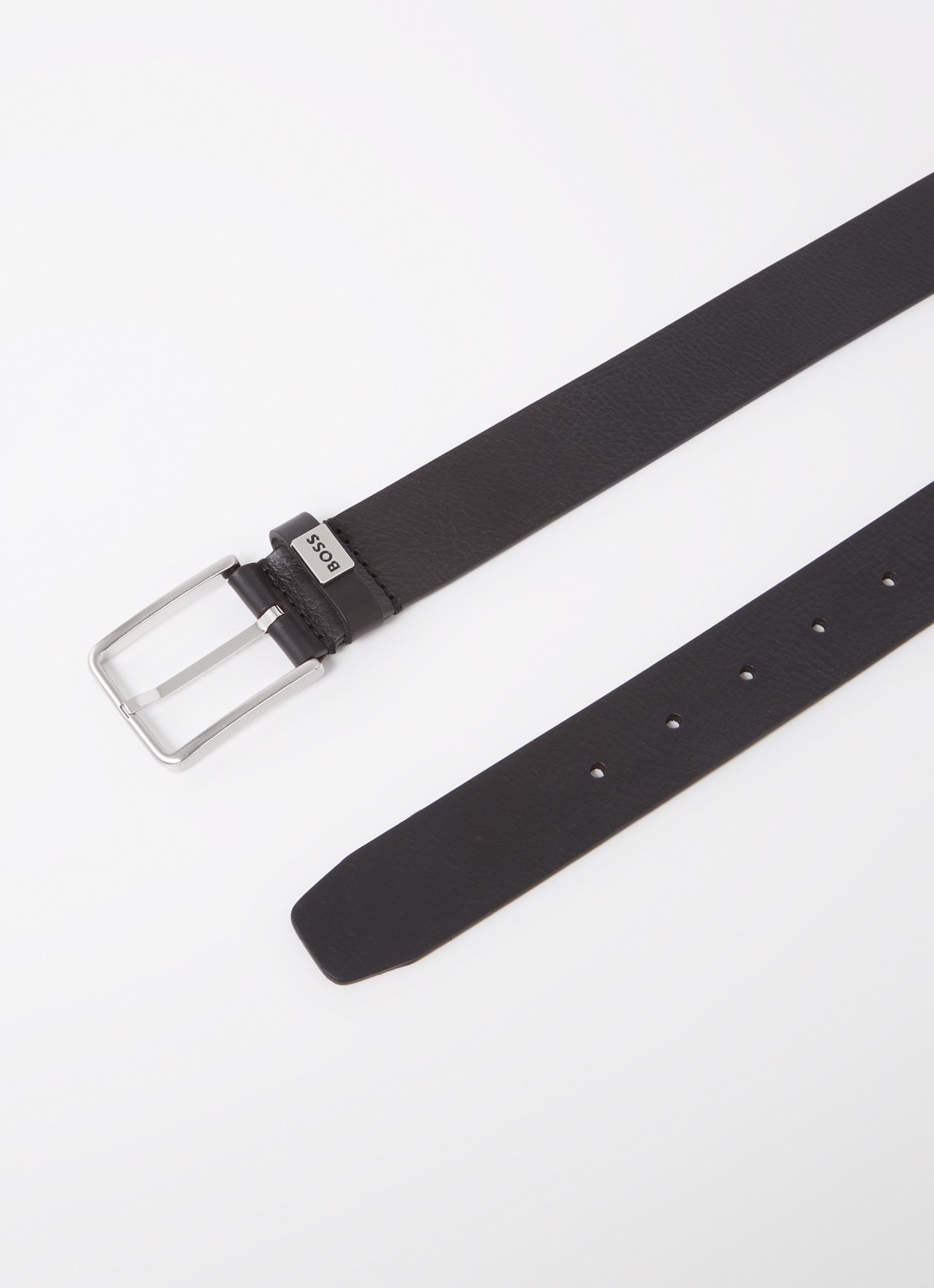 BOSS Elio riem van leer - detail zwart