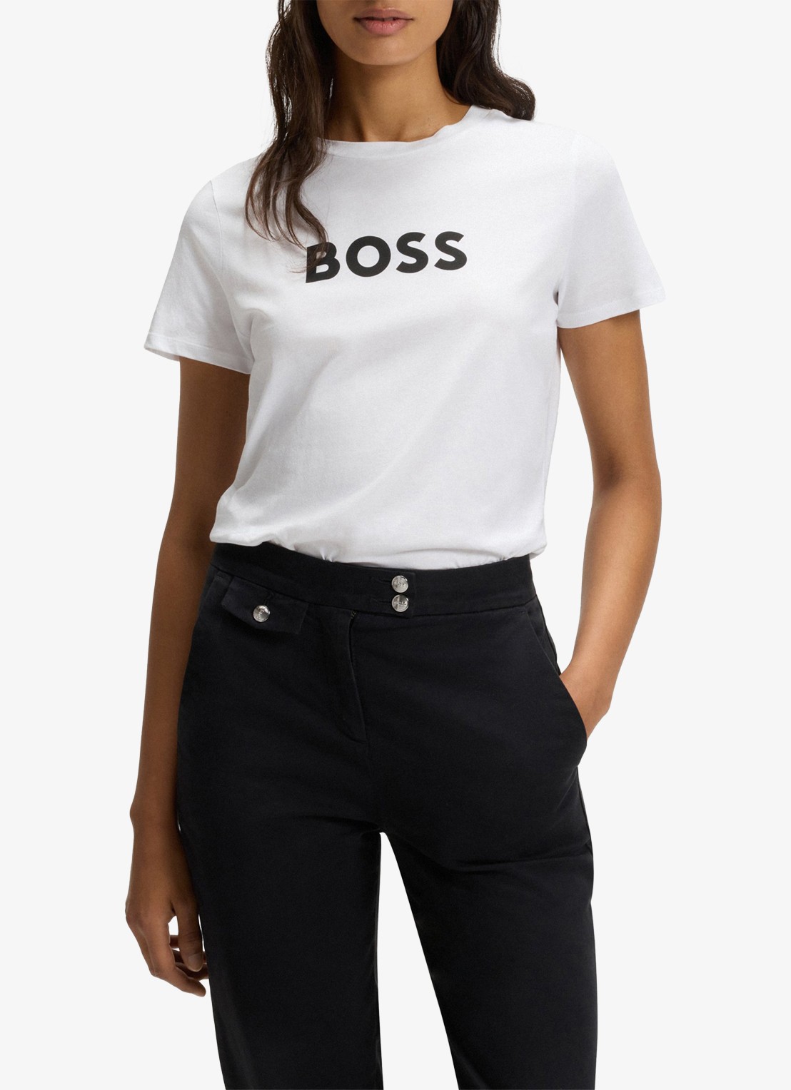 BOSS Elogo T-shirt met logo - detail 4 wit