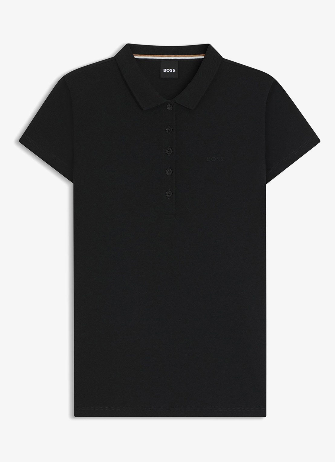 BOSS Epola polo piqué katoen met logoborduring - voorkant 3 zwart