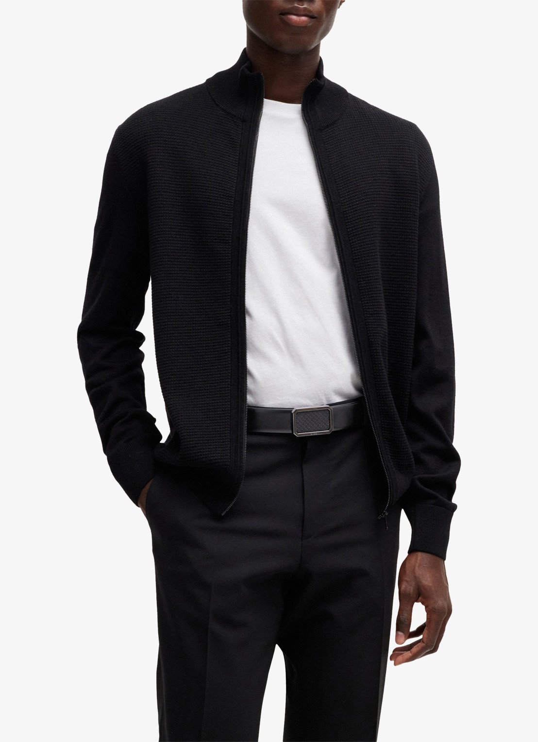 BOSS Ereso riem met logo - voorkant 2 zwart
