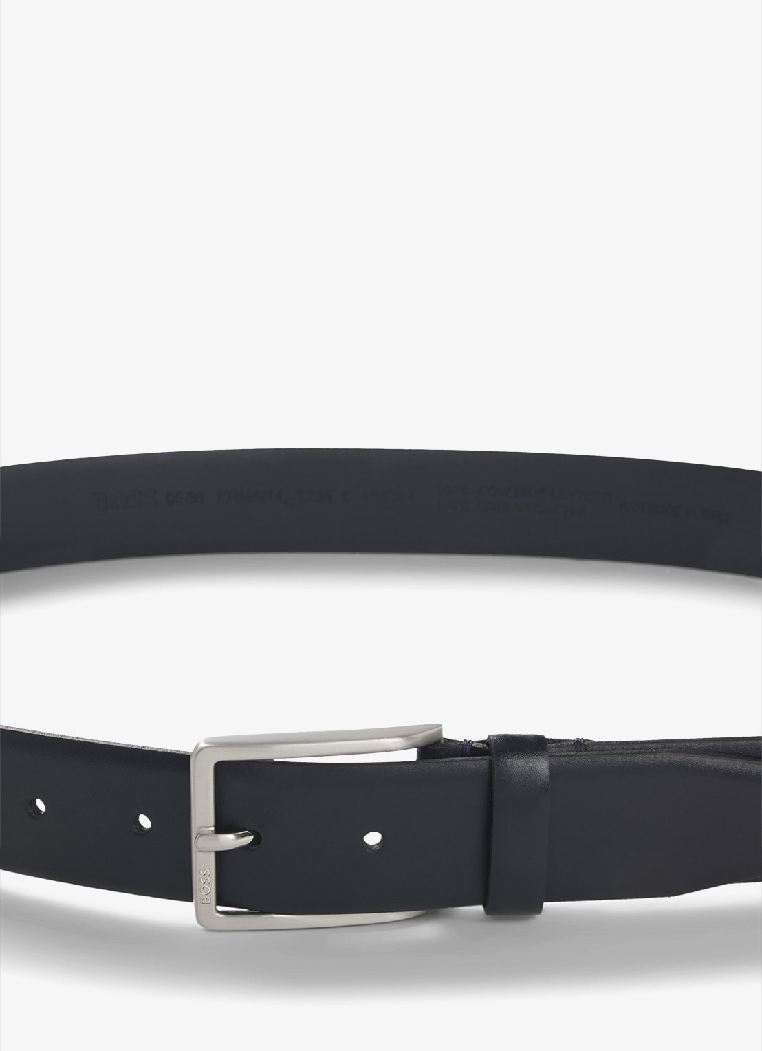 BOSS Erman-L riem van leer  - detail 3 donkerblauw