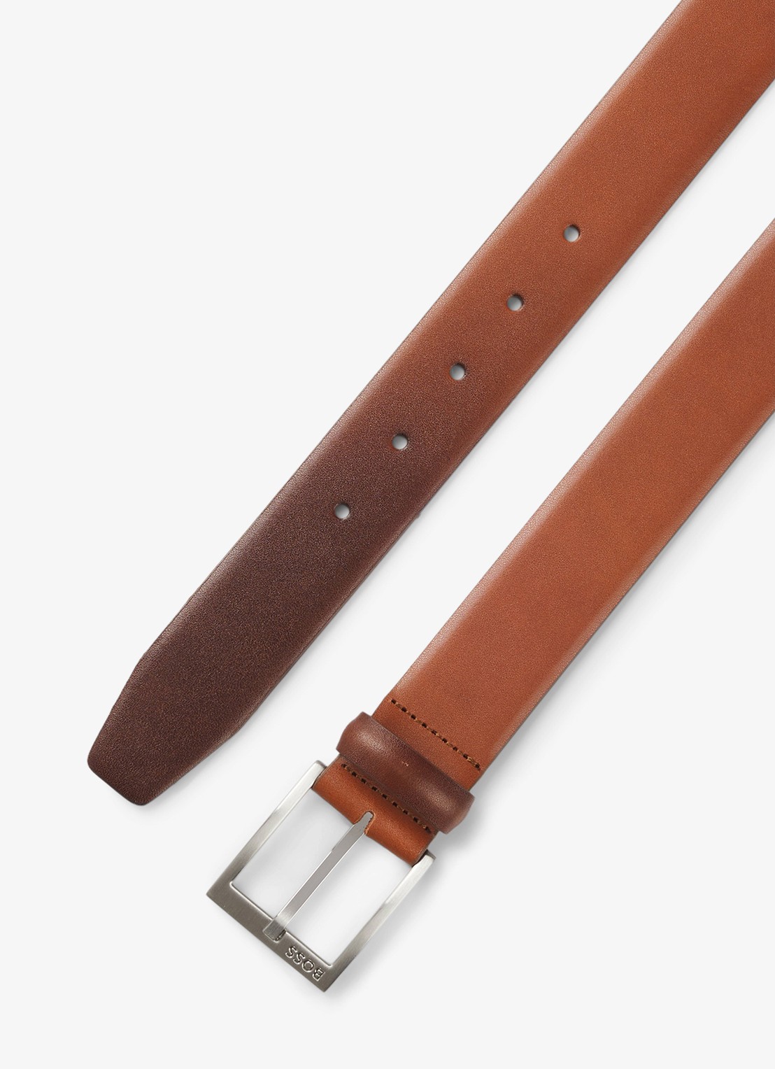 BOSS Erron riem van leer - detail 3 roestbruin