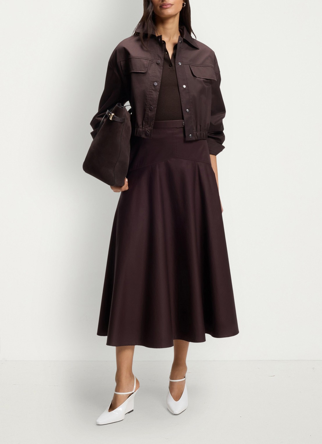 BOSS Feskus ribgebreide polo met logostiksel - voorkant 6 dark brown-207 / bruin