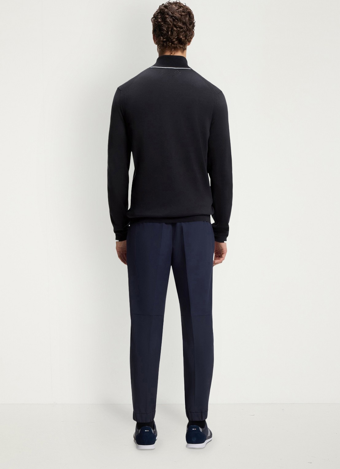BOSS Fijngebreid vest met logo - achterkant 3 donkerblauw