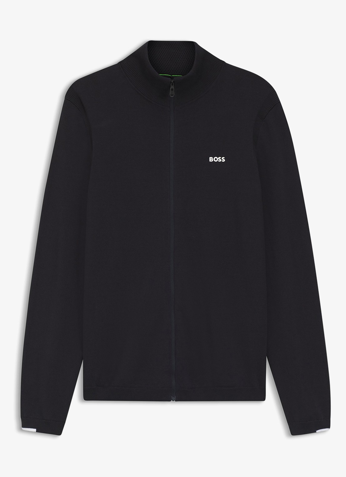 BOSS Fijngebreid vest met logo - voorkant donkerblauw