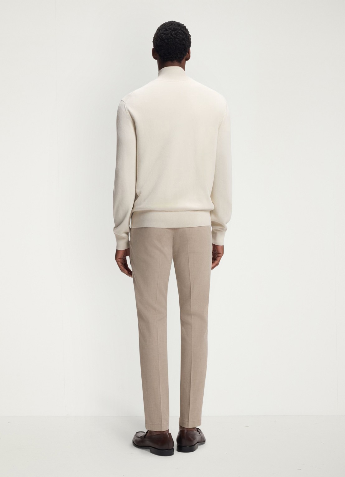 BOSS Fijngebreid vest met logo - achterkant creme