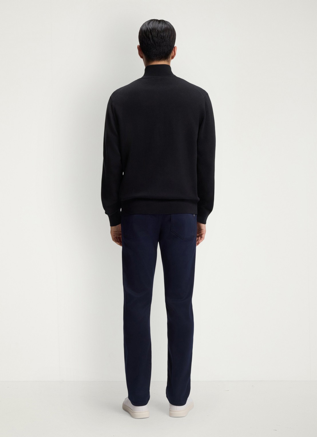 BOSS Fijngebreid vest met logo - achterkant donkerblauw