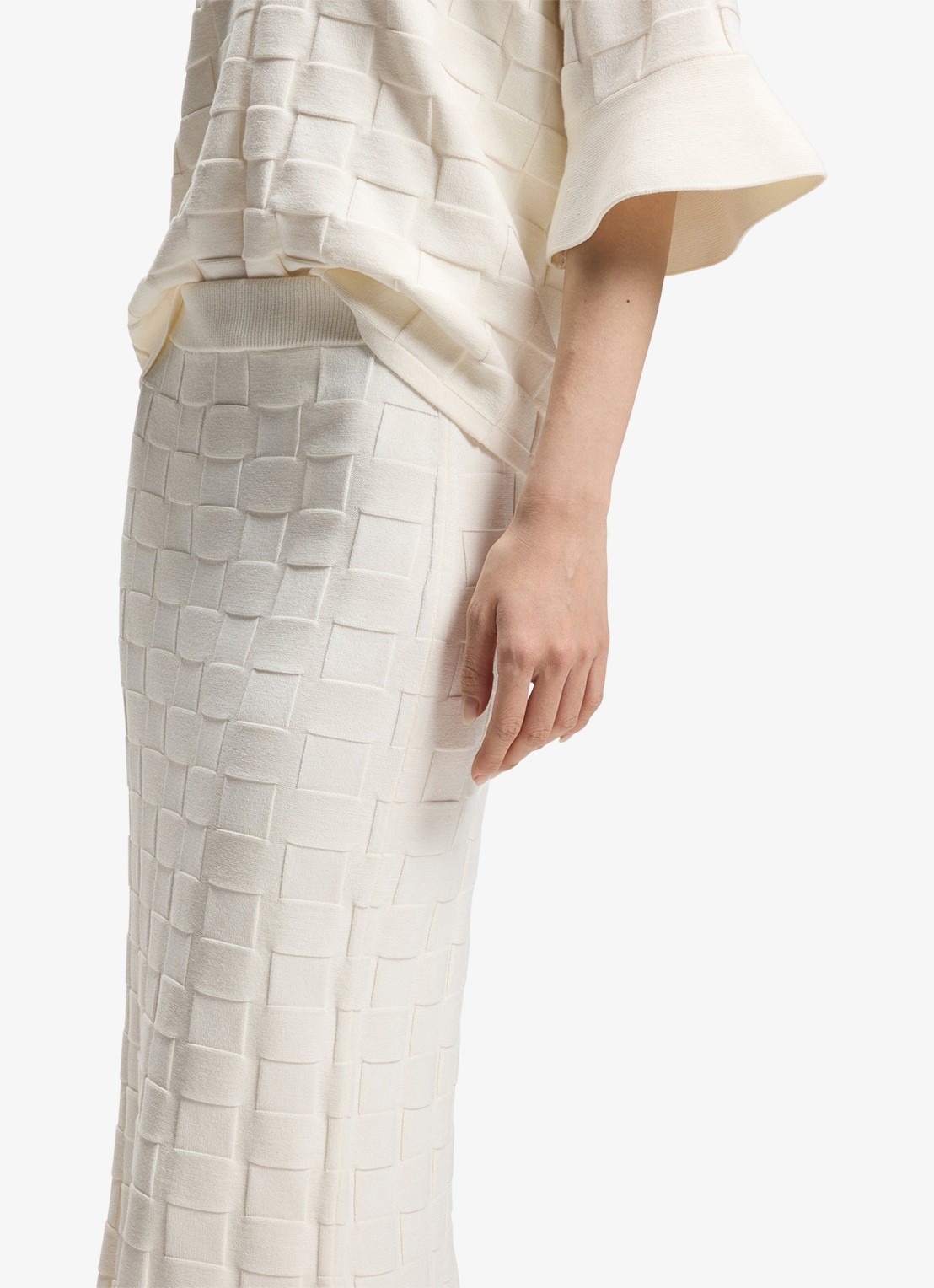 BOSS Fijngebreide maxi rok met structuur - detail 5 gebroken wit