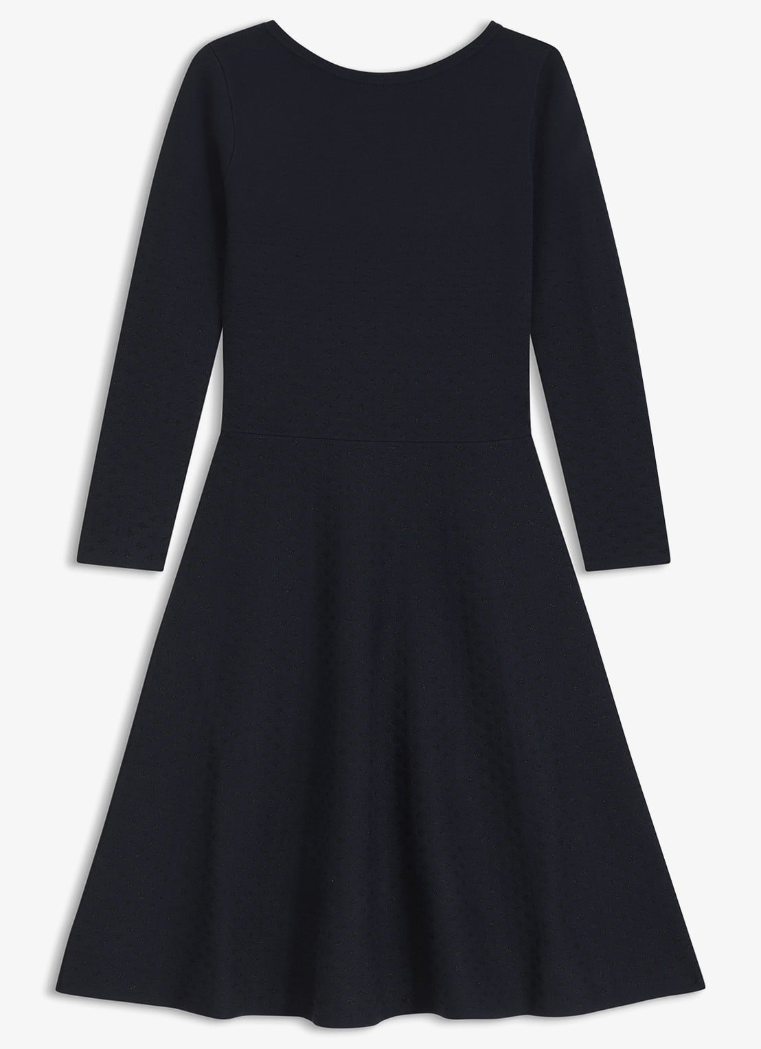 BOSS Fijngebreide midi jurk met print - voorkant donkerblauw