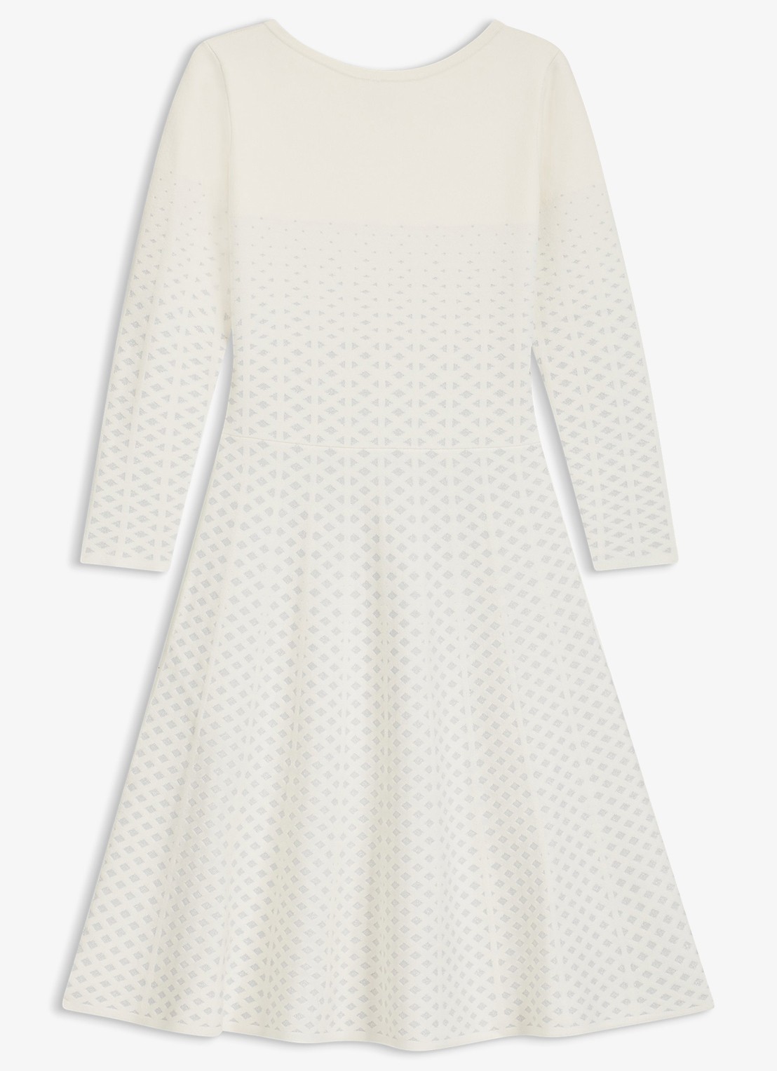 BOSS Fijngebreide midi jurk met print - voorkant creme