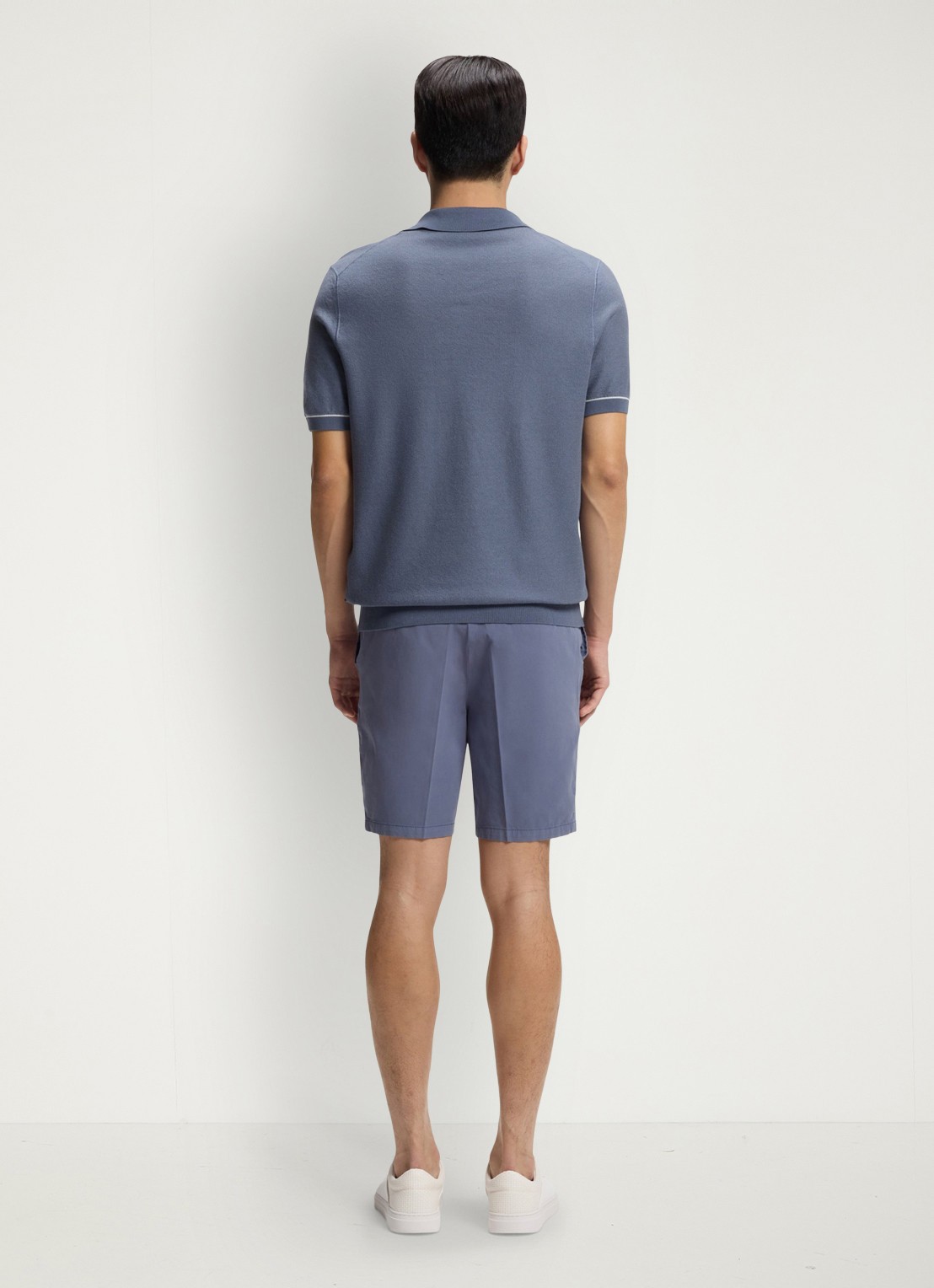 BOSS Fijngebreide polo met polokraag - achterkant 5 open blue-466 / blauw