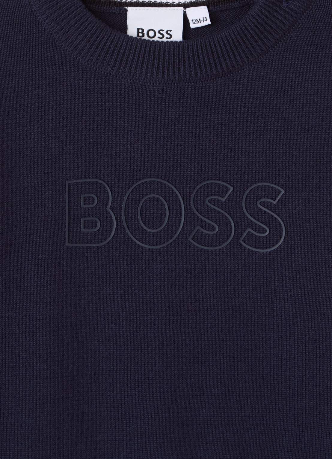BOSS Fijngebreide pullover met logo - detail 3 donkerblauw