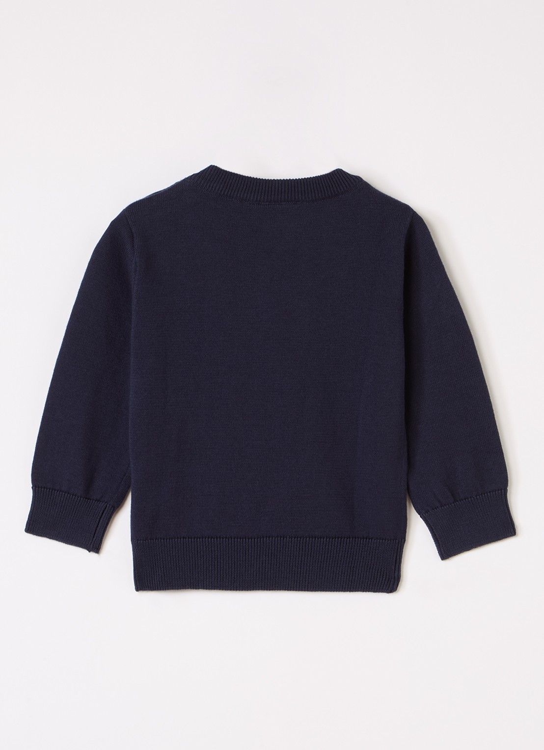 BOSS Fijngebreide pullover met logo - voorkant 2 donkerblauw