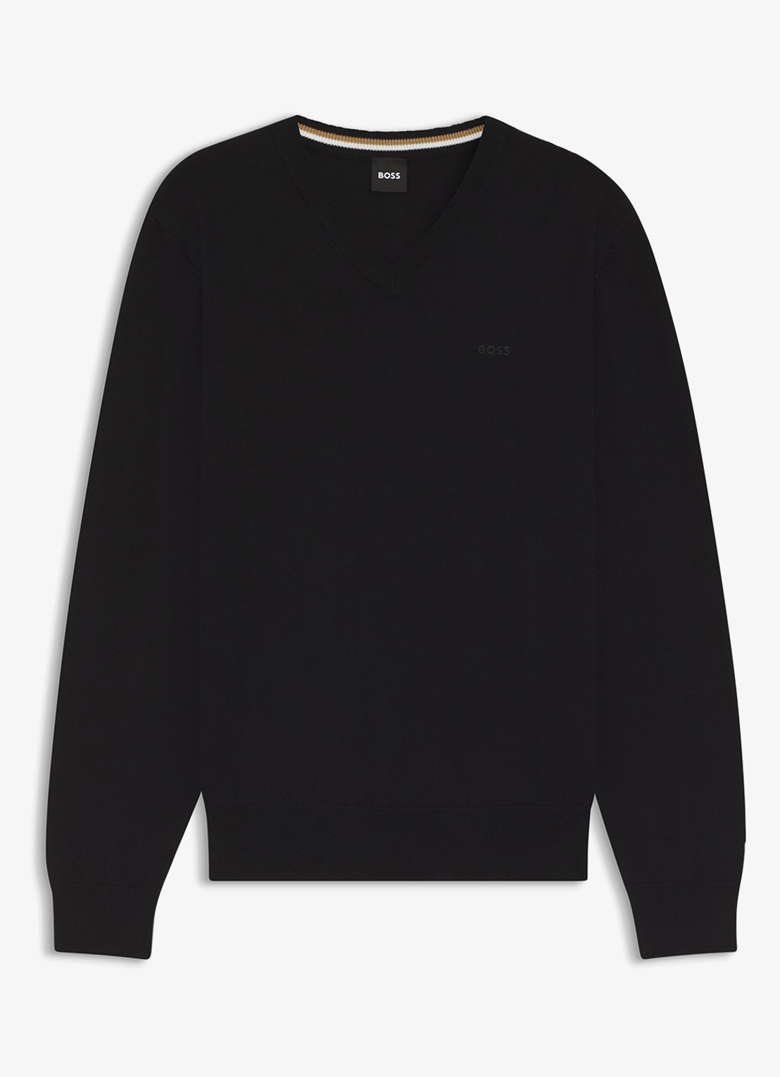 BOSS Fijngebreide pullover met logo - voorkant 3 black-001 / zwart