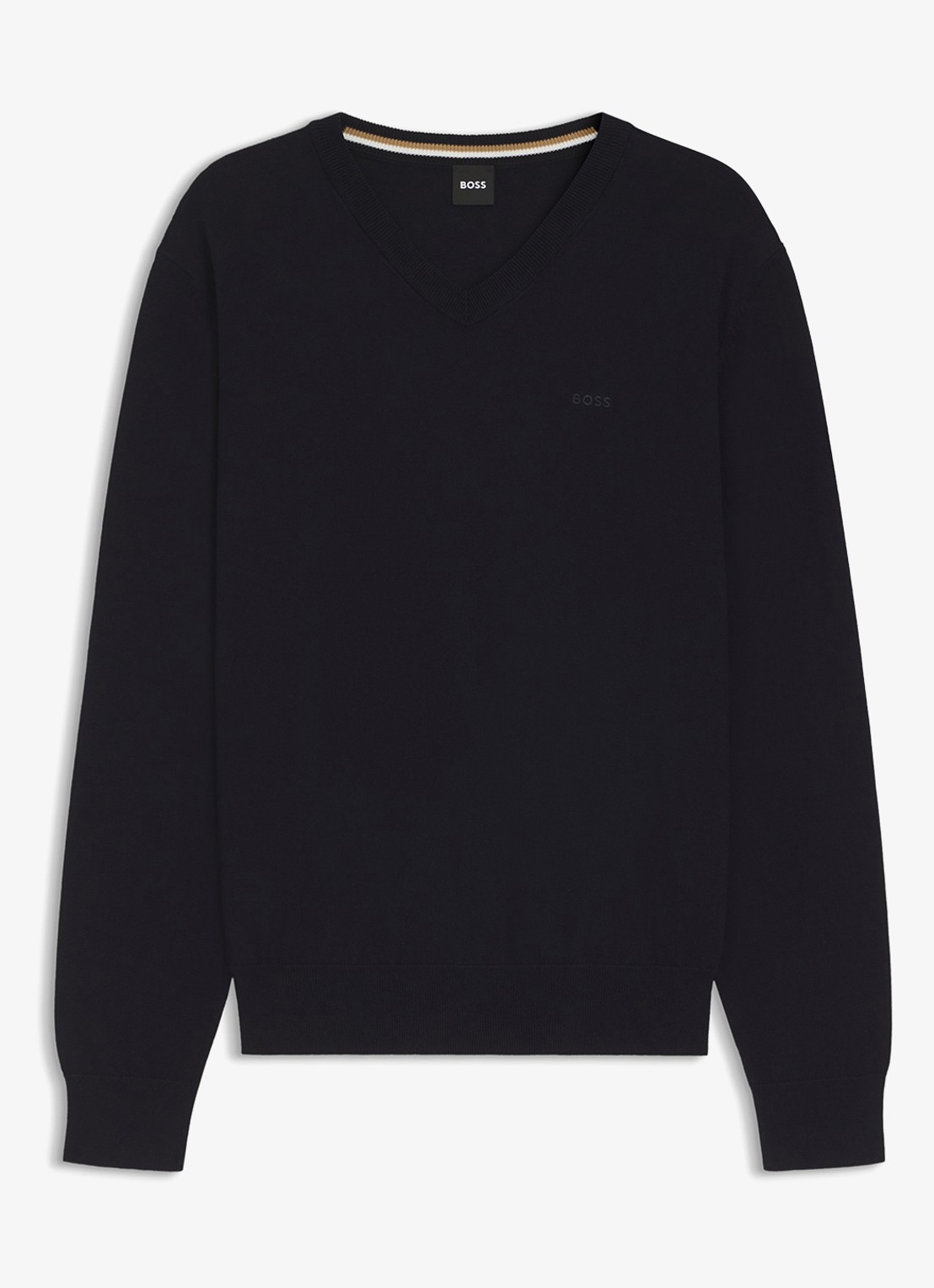 BOSS Fijngebreide pullover met logo - voorkant 2 dark blue-404 / blauw