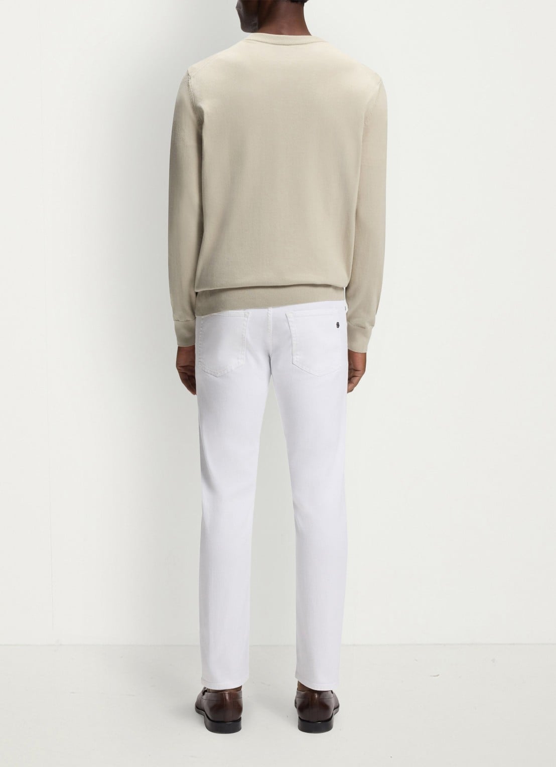 BOSS Fijngebreide pullover met logo - achterkant 3 beige