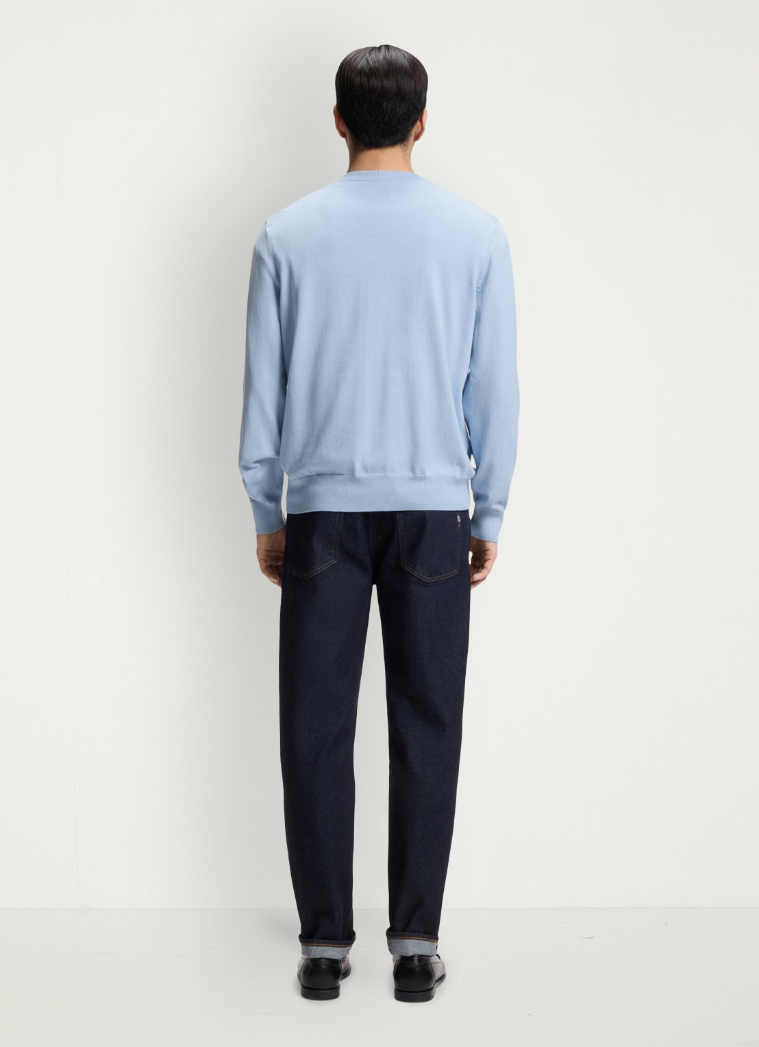 BOSS Fijngebreide pullover met logo - achterkant 3 lichtblauw