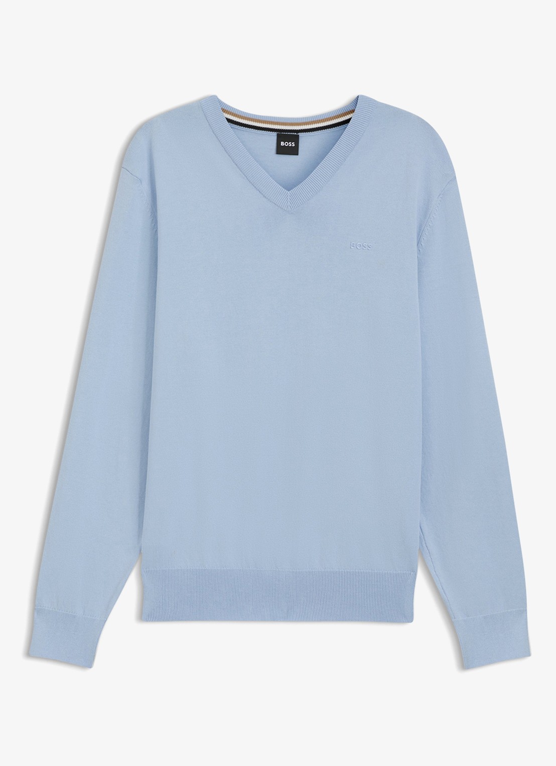 BOSS Fijngebreide pullover met logo - voorkant 5 lichtblauw