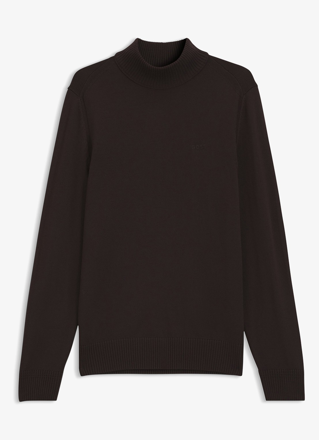 BOSS Fijngebreide trui met col - voorkant dark brown-207 / bruin