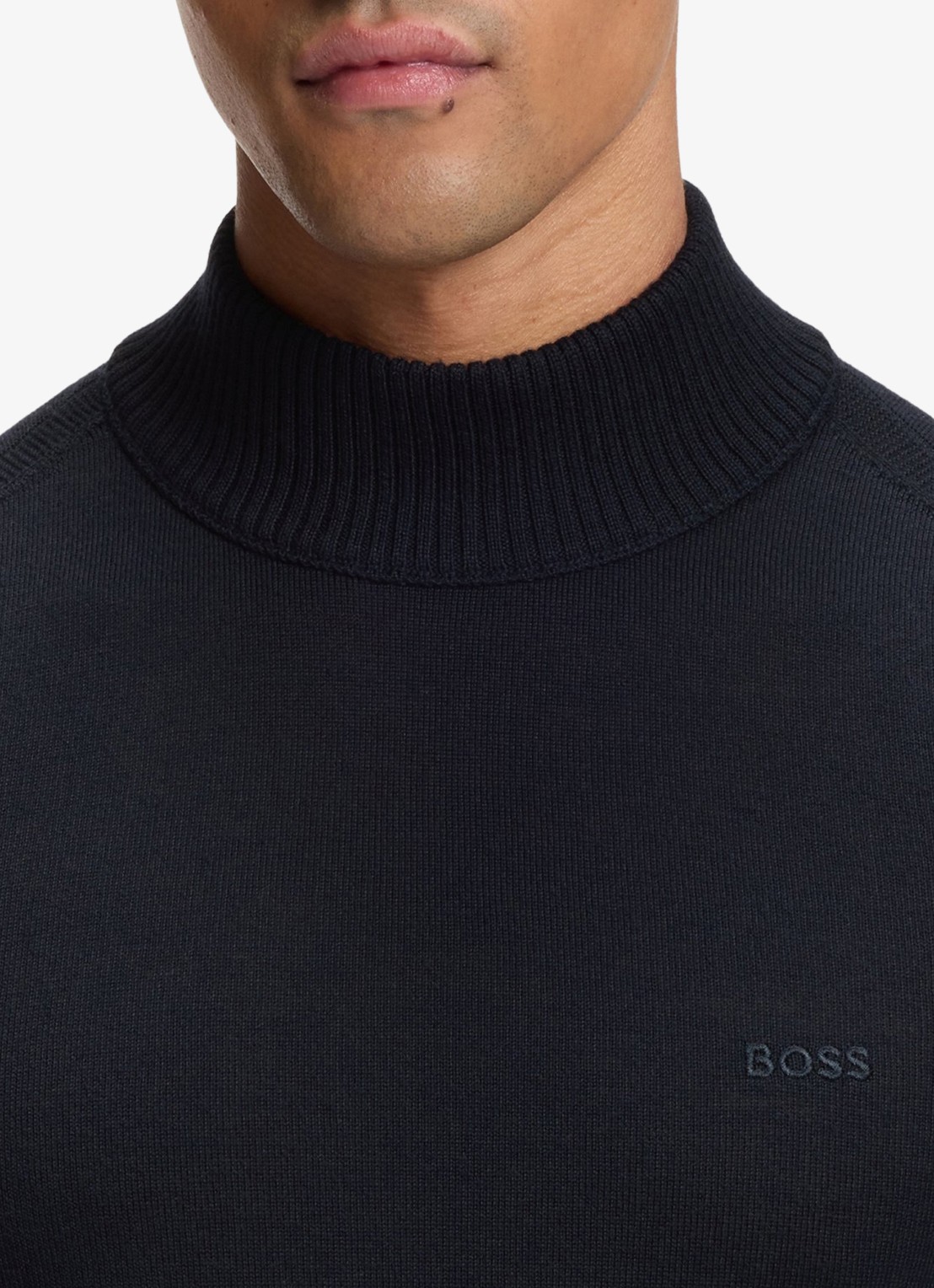 BOSS Fijngebreide trui met col - detail 2 blauw