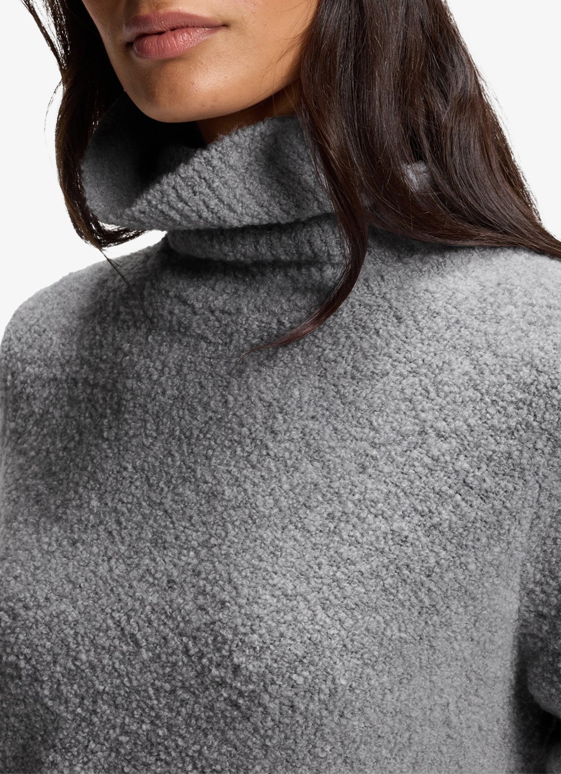 BOSS Fijngebreide trui met col - detail 3 open grey-081 / grijs