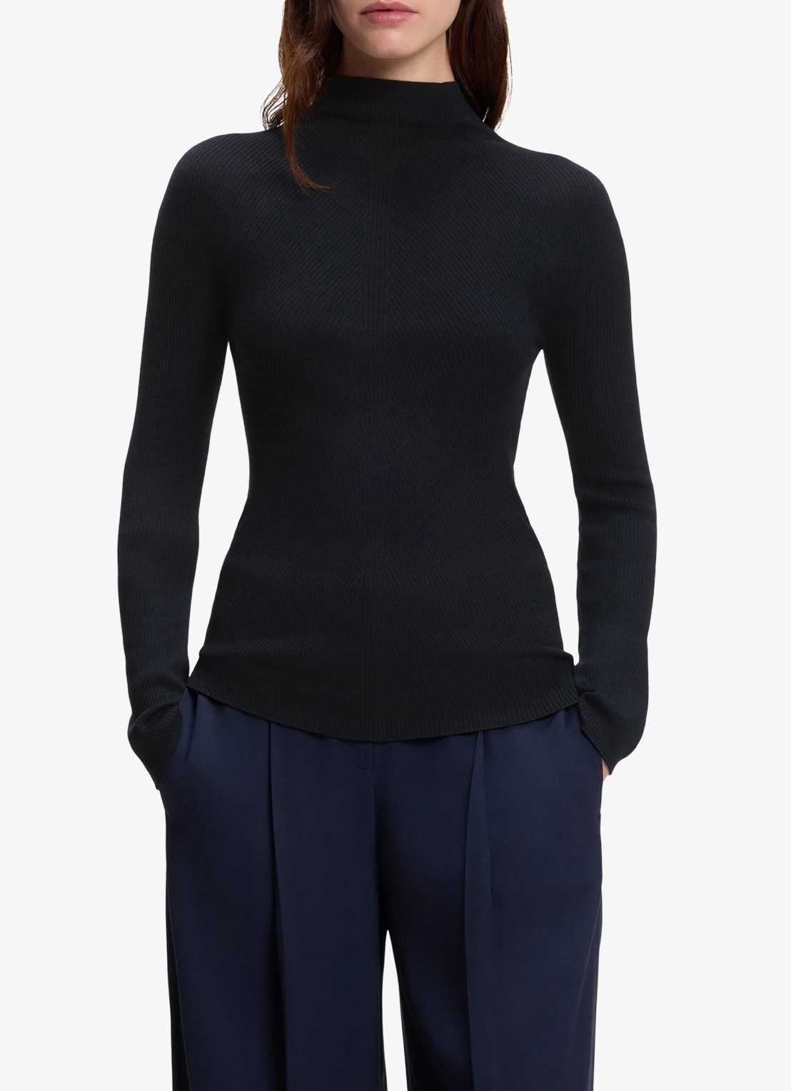 BOSS Fijngebreide trui met col - detail 4 donkerblauw