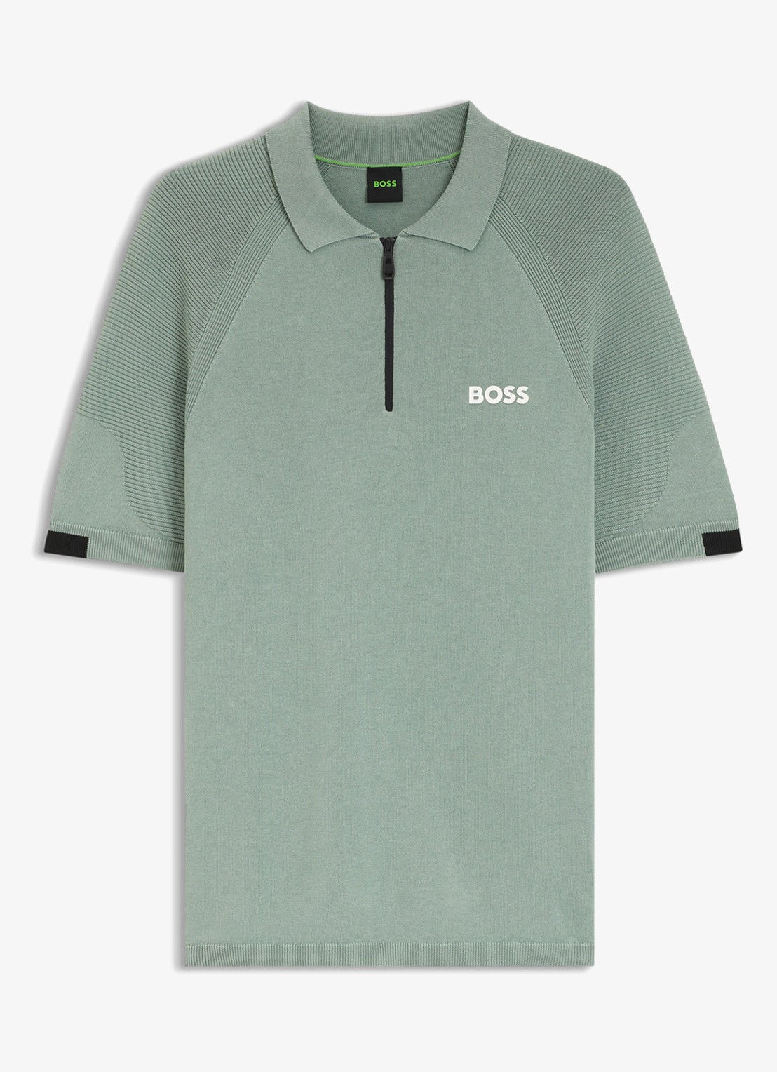 BOSS Fijngebreide trui met logo - voorkant 2 lindegroen