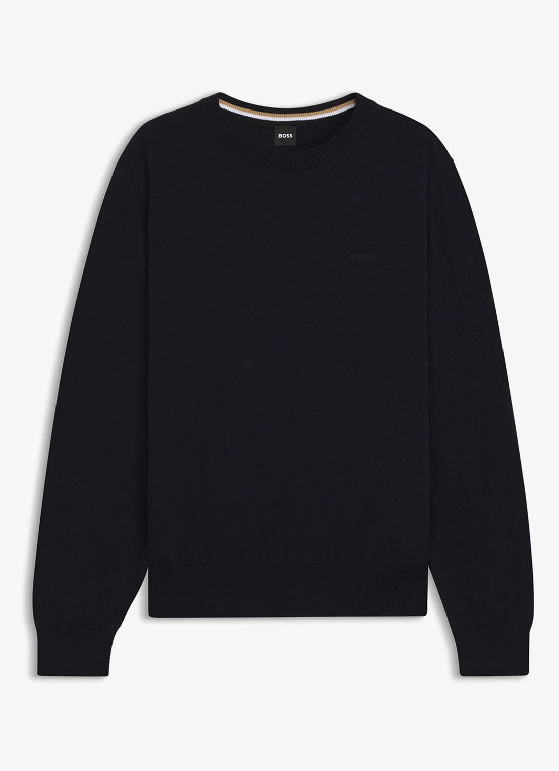 BOSS Fijngebreide trui met logo - voorkant 4 black-001 / zwart