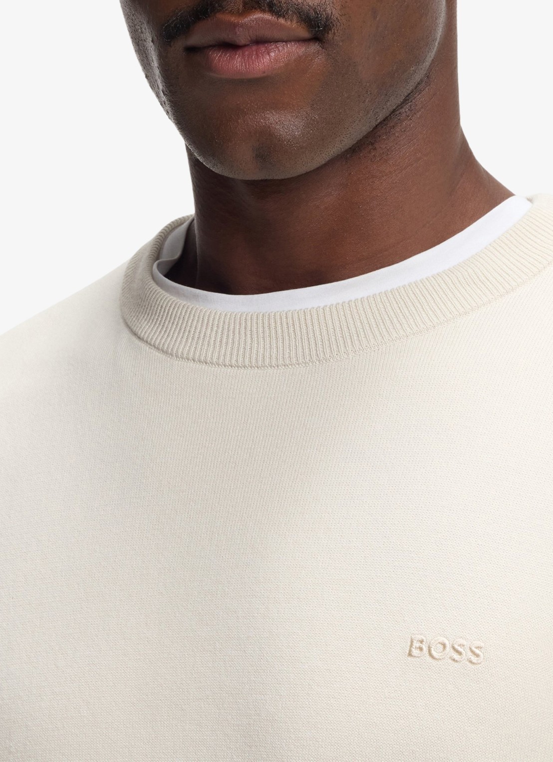BOSS Fijngebreide trui met logo - detail 5 open white-131 / wit