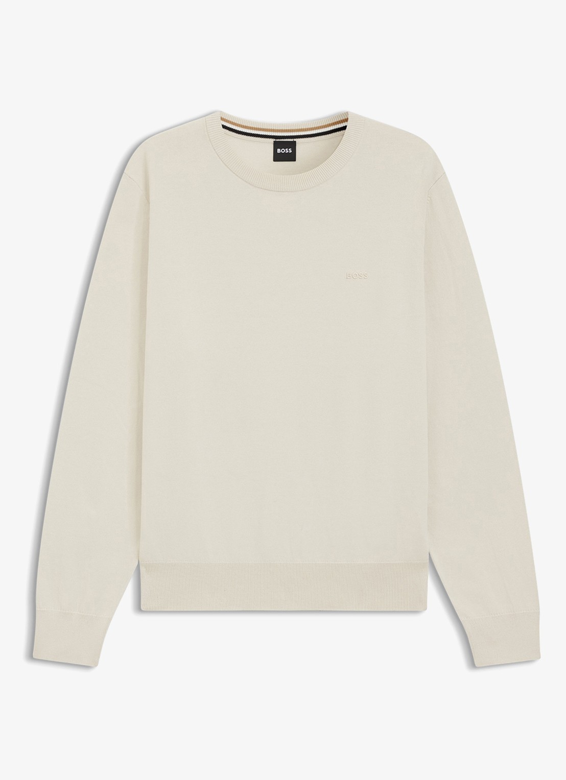 BOSS Fijngebreide trui met logo - voorkant 2 open white-131 / wit