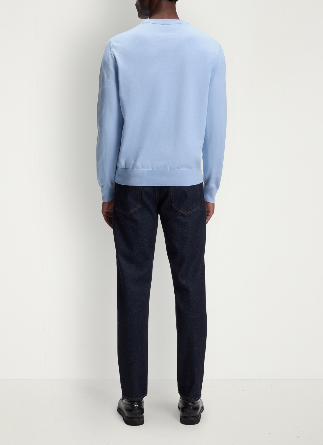 BOSS Fijngebreide trui met logo - achterkant light/pastel blue-450 / blauw