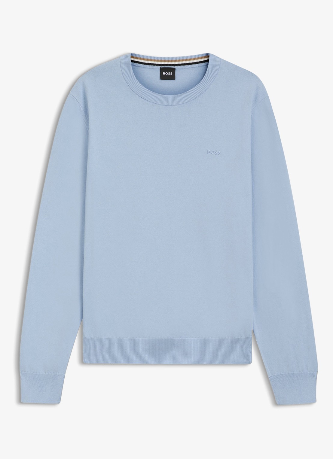 BOSS Fijngebreide trui met logo - voorkant 2 light/pastel blue-450 / blauw