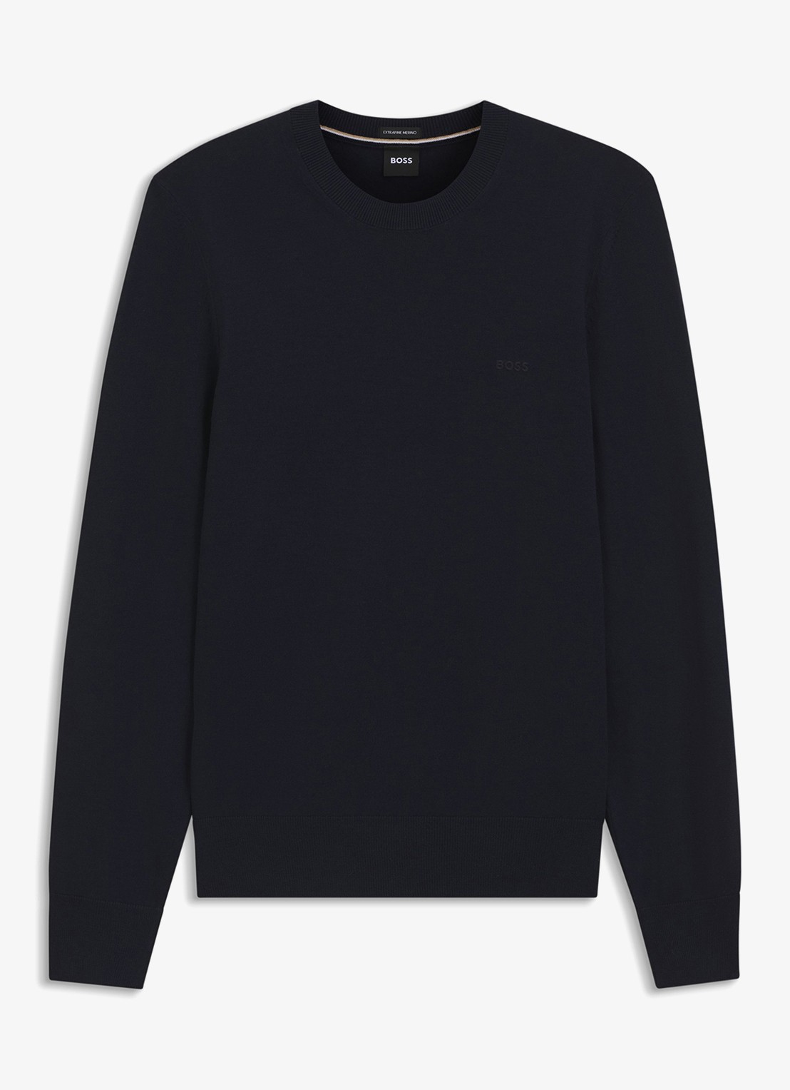 BOSS Fijngebreide trui met logo - voorkant 2 blauw