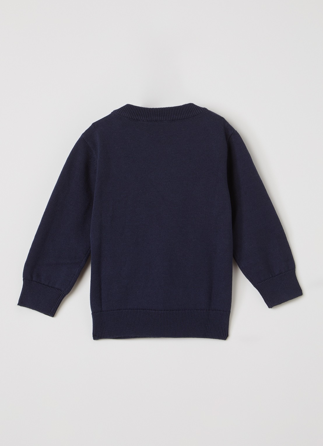 BOSS Fijngebreide trui met logoprint - voorkant 2 donkerblauw